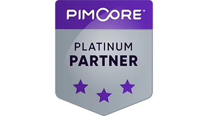 NETFORMIC & Pimcore Partnerschaft – zertifizierter Platinum Partner für digitale Lösungen. Platinum Partner Badge