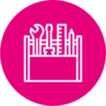 An icon shows an open toolbox filled with various tools – symbolizing a fully equipped and ready-to-use digital toolset