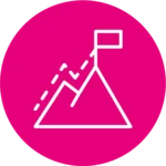 Pink Icon mit Berg und Fahne auf der Spitze