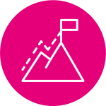 Pink Icon mit Berg und Fahne auf der Spitze