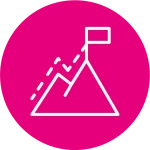 Pink Icon mit Berg und Fahne auf der Spitze