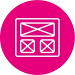 Pink Icon mit weißem Baukastenumriss