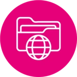 Icon mit Daten und Weltkugel