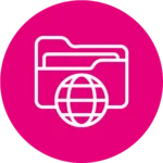 Icon mit Daten und Weltkugel
