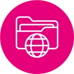 Icon mit Daten und Weltkugel