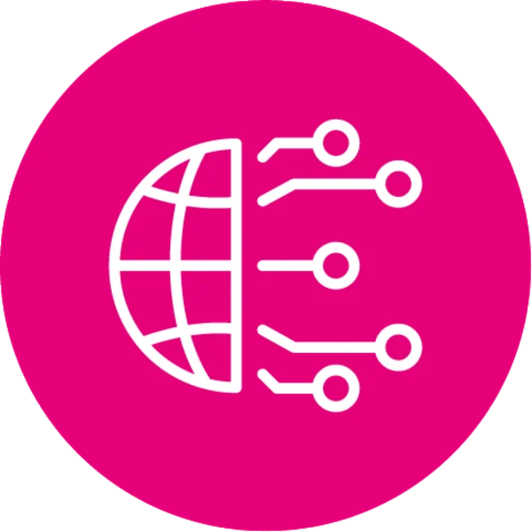Weltkugel mit Verteilung von Daten für Skalierung, Internationalisierung und nahtlose Integration