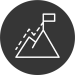 Graues Icon mit einer Fahne auf der Bergspitze