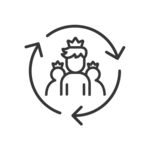 Icon 3 Personen mit Kronen im Kreis aus Pfeilen