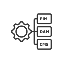 PIM / DAM / CMS Icon Zahnrad mit Abzweigungen PIM / DAM / CMS