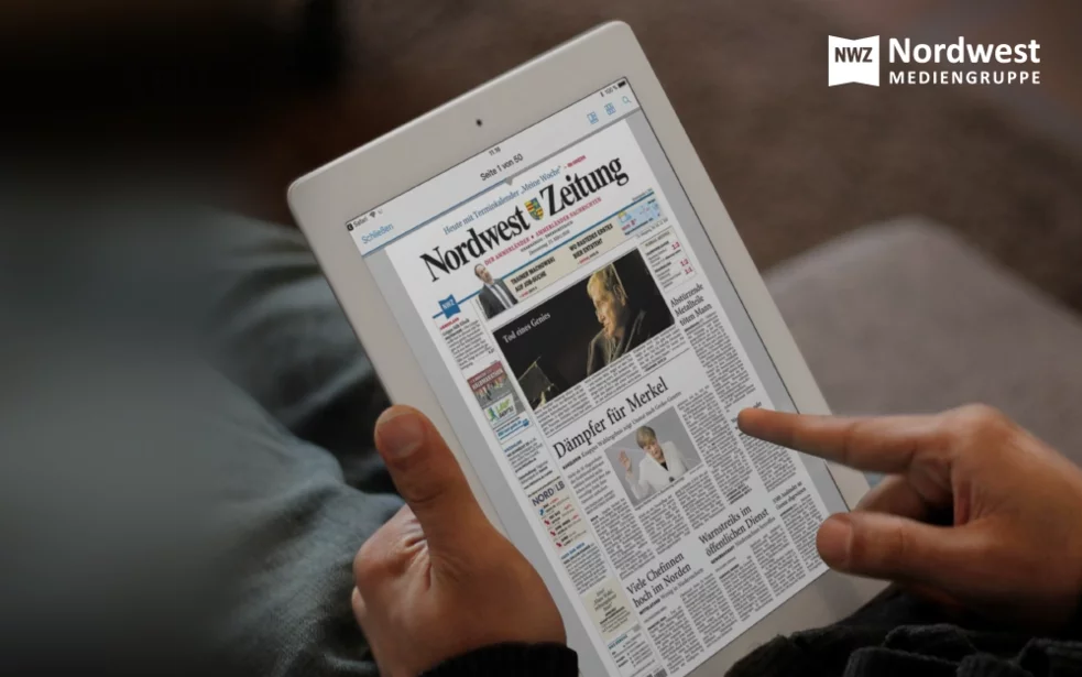 E-Zeitung von Nordwest Mediengruppe auf dem Tablet.