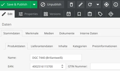 Screenshot von Pimcore-Funktionen