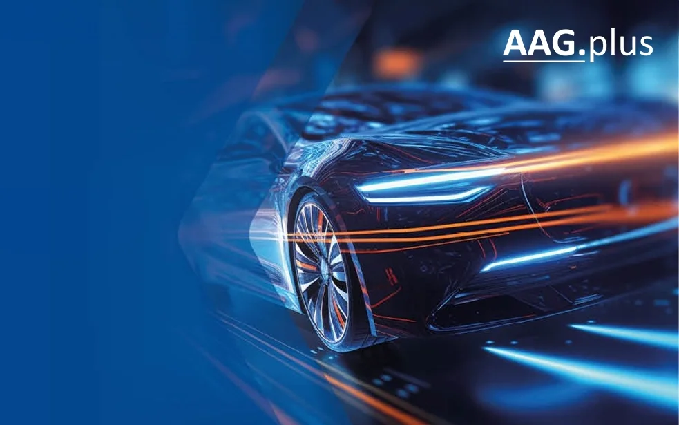 Headerbild, das ein Auto und das AAG Logo abbildet