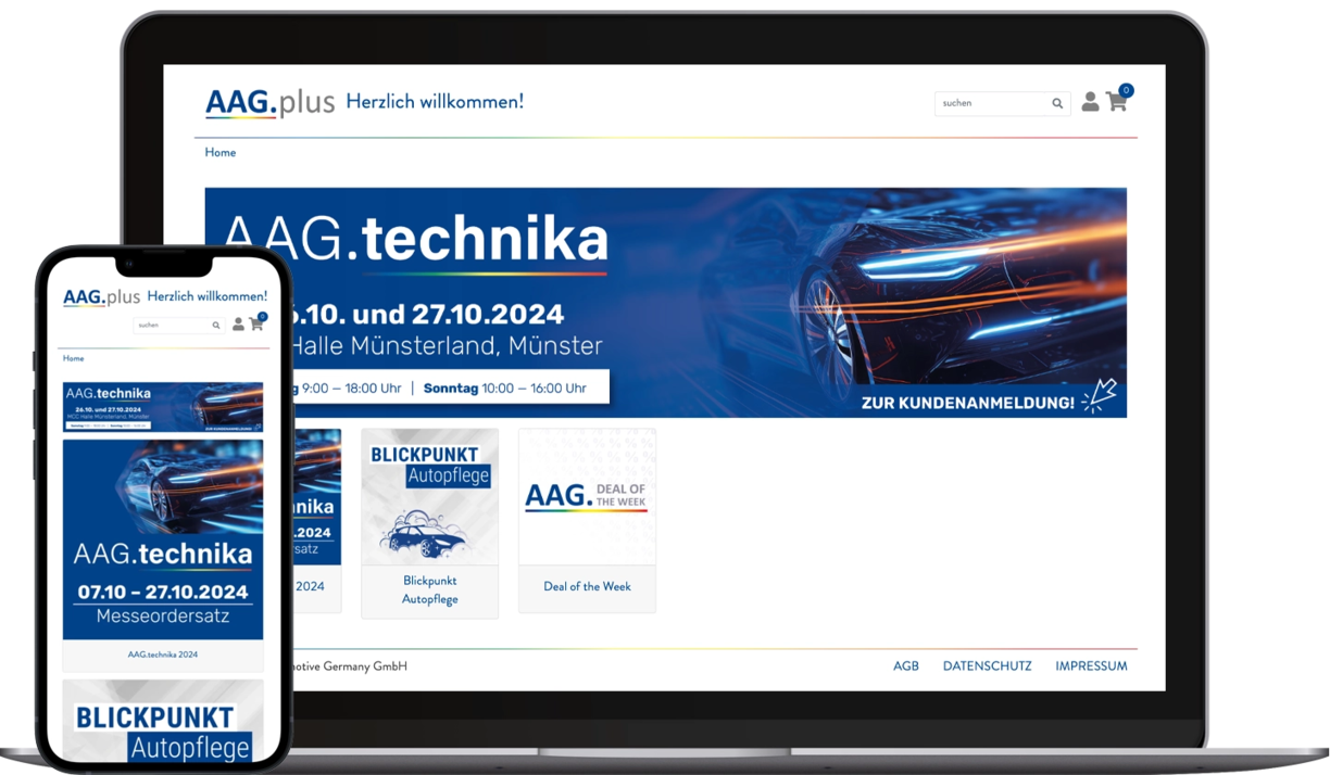 Laptop und Mobil Ansicht als Mockups der AAG Webseite