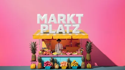 A marketplace with people standing in front – symbolizing the creation of a digital online marketplace with NETFORMIC, backed by 20+ years of e-commerce expertise and a strong focus on user needs and platform success.