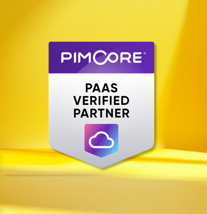 Pimcore mit Platinum Partner Badge und Fokus auf PaaS-Zertifizierung, die hohe Performance, Sicherheit und flexible, skalierbare Infrastruktur durch NETFORMIC zeigt