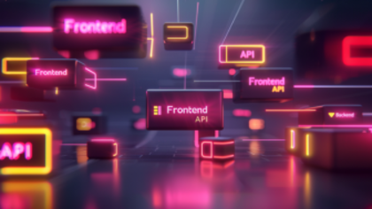 Ein futuristisches Bild mit abstrakten digitalen Oberflächen und modularen Elementen – symbolisiert die Flexibilität von Headless-Commerce-Architekturen und die Trennung von Frontend und Backend für moderne, anpassbare E-Commerce-Erlebnisse.