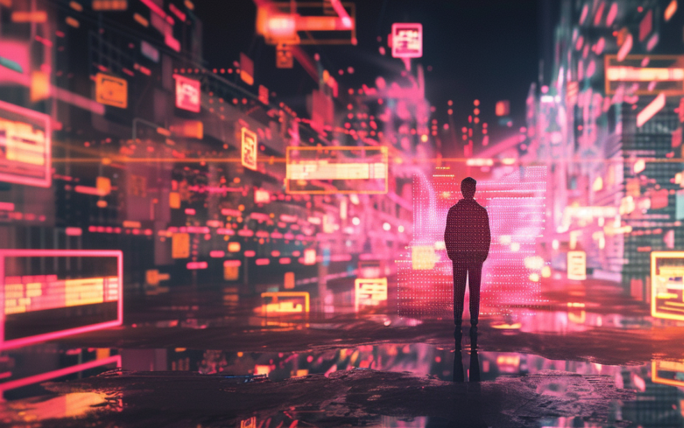 Mann blickt auf verschiedene digitale Payment- und Checkout-Lösungen – Integration für effizienten E-Commerce