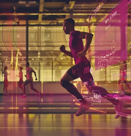 Eine Sportlerin steht fokussiert in den Startlöchern – Sinnbild für professionelles und datenbasiertes, digitales Management von Sponsoring-Partnerschaften im Profisport