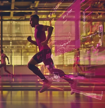 Eine Sportlerin steht fokussiert in den Startlöchern – Sinnbild für professionelles und datenbasiertes, digitales Management von Sponsoring-Partnerschaften im Profisport