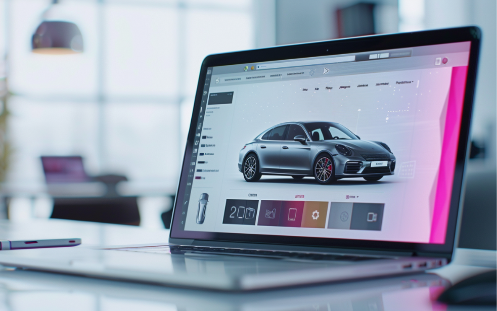Laptop mit digitalem Produktkonfigurator auf dem Screen – interaktive Lösung für erfolgreichen E-Commerce