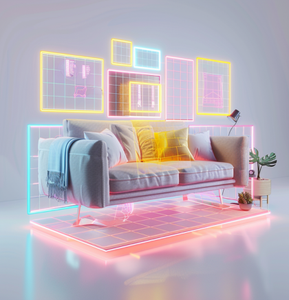 Wohnzimmer mit konfigurierbarer Couch – Beispiel für den Einsatz von Produktkonfiguratoren im Möbelhandel