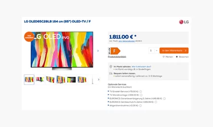 Euronics Kundencase Eine Bildschirmaufnahme vom euronics Online Shop.