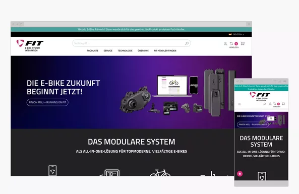 FIT E-Bike Kundencase Desctop und mobile Ansicht vom FIT E-Bike Online Shop.